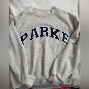 PARKE Light Gray Sweatshirt with Navy Lettering